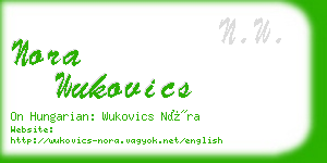 nora wukovics business card